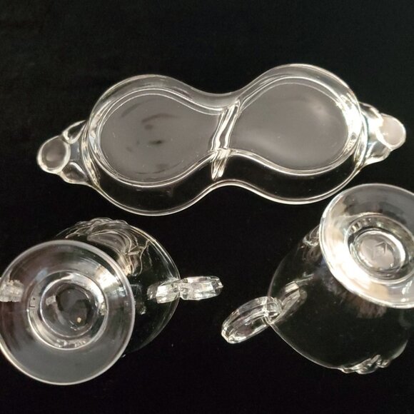 L@@K Vintage Clear Glass Creamer and Sugar Bowl Tray Set - Picture 6 of 6